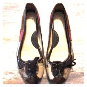 Coach monogram patch leather flats